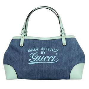 GUCCI Blue Leather Tote Bag